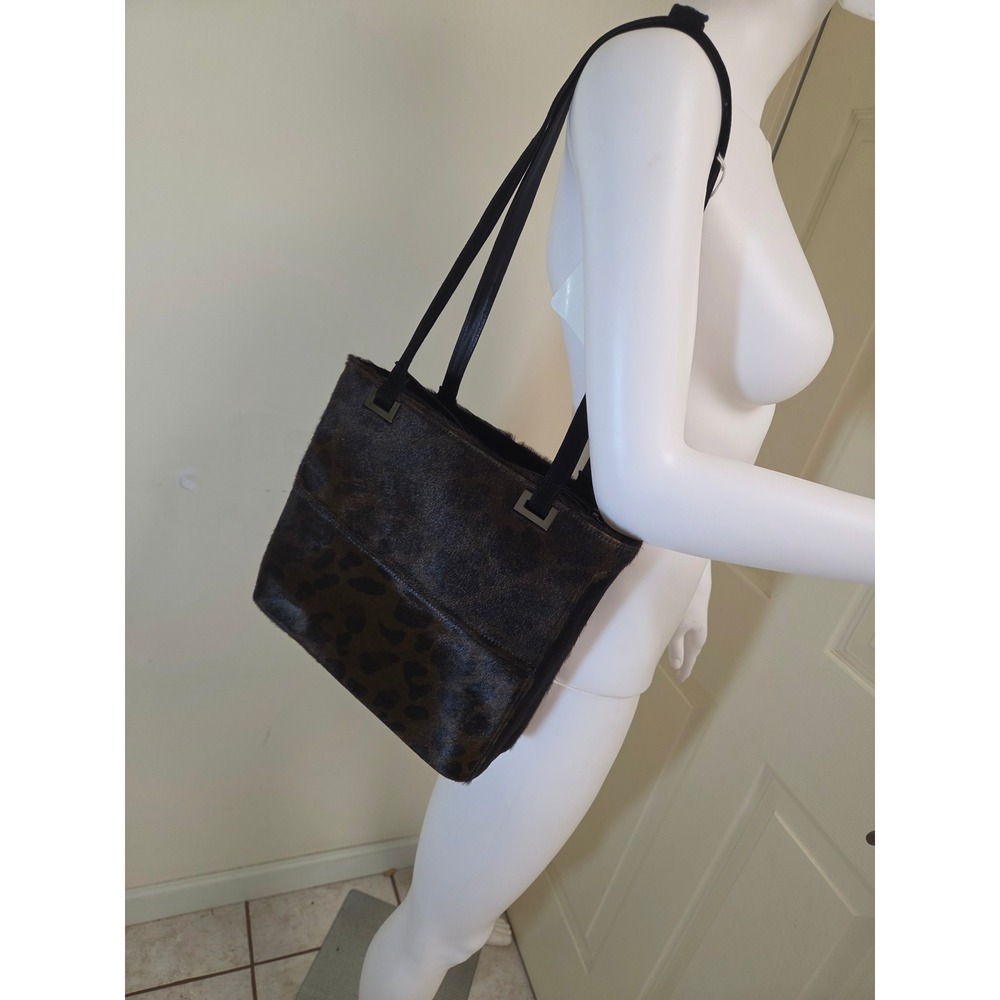 y2k Stuart Weitzman Solapas Bag Brown Panther Calf Hair Animal Print bag